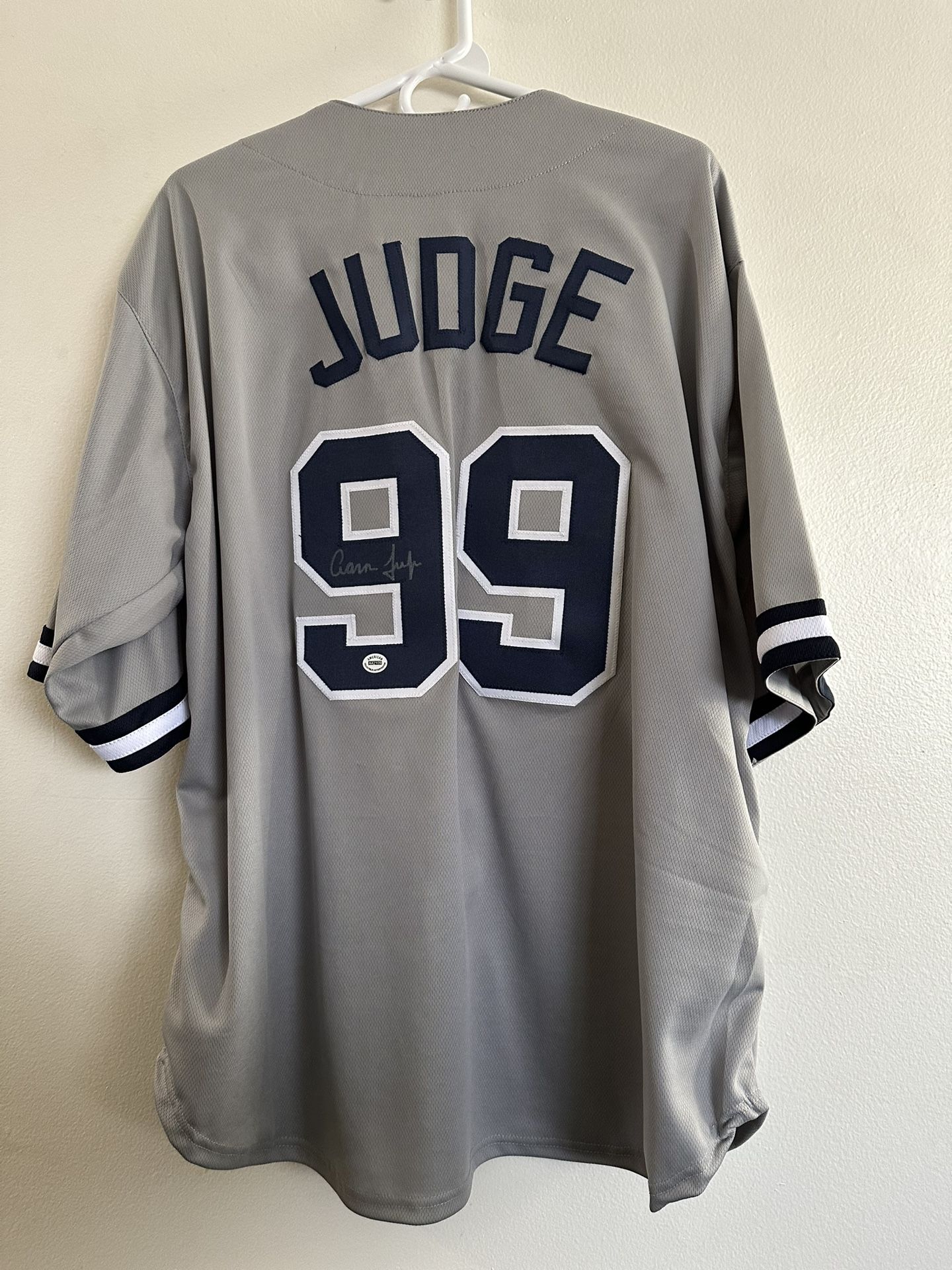 AARON JUDGE SIGNED NEW YORK YANKEES AUTOGRAPHED CUSTOM BASEBALL JERSEY W/COA 206
