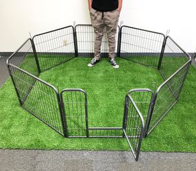 New In Box $85 Pet 8-Panel Playpen, Each Panel (24” Tall X 32” Wide) Heavy Duty Dog Exercise Fence Gate Crate Kennel