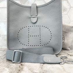 Hermes Stone Grey Evelyne Crossbody Bag