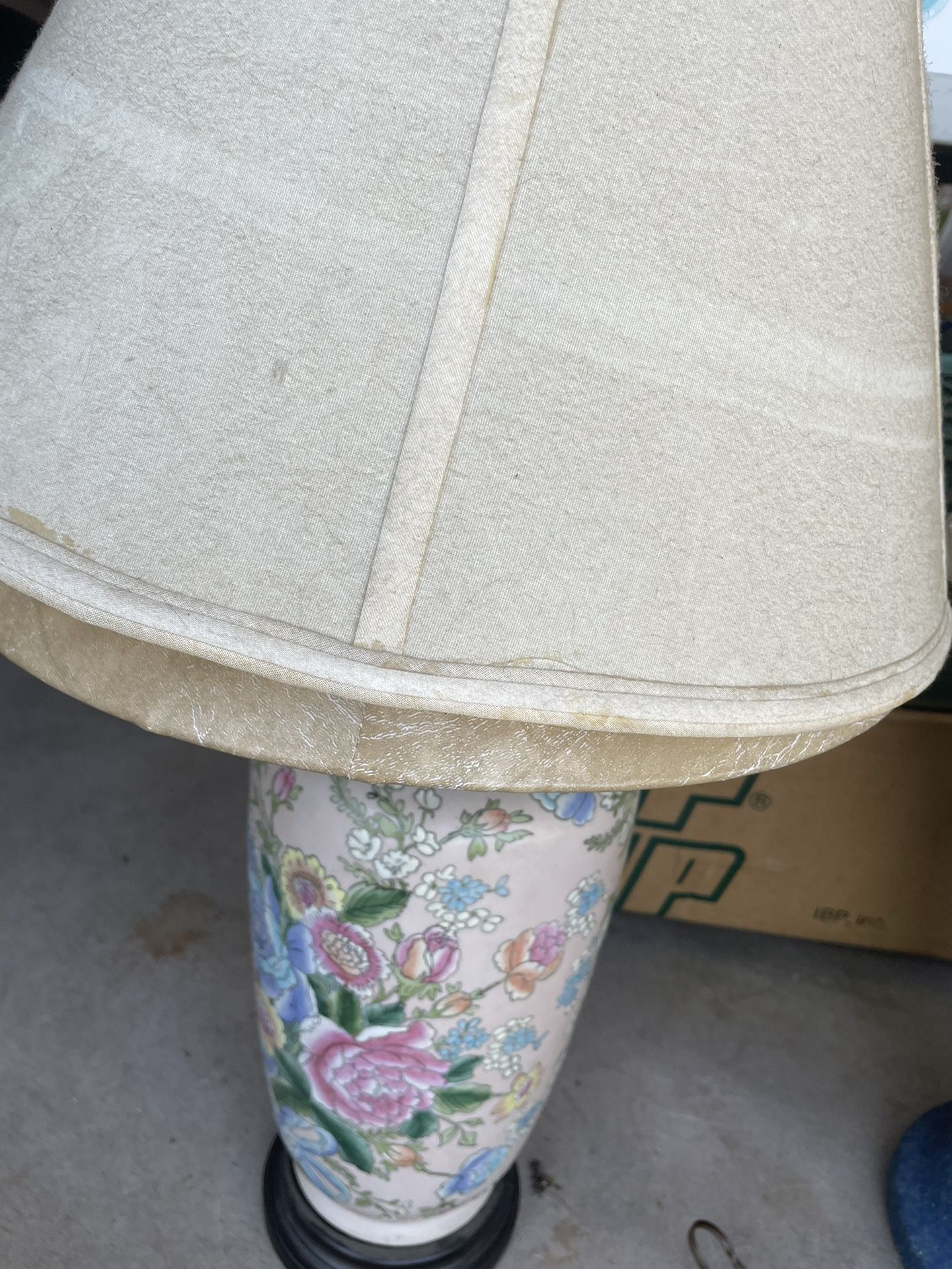 lamp. Blue Flowers Pattern In The Bottom Of The Lamp Comes With One Shade.$10.