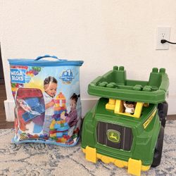 John Deere Toddler Dump Truck + Mega Bloks Bag Bundle 🚜🧱