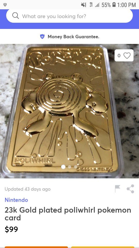 Pokemon collection gold plated 1999 bar