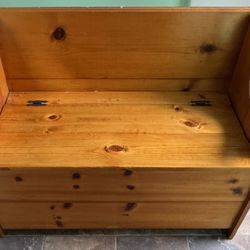 Vintage Oak Foyer Bench Storage Cabinet
