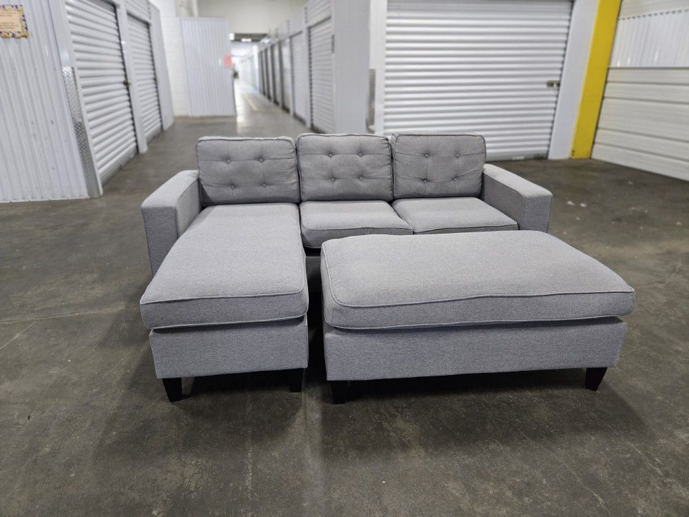 *Same Day Delivery Available!*
Grey Chaise MCM Sofa W/ Ottoman