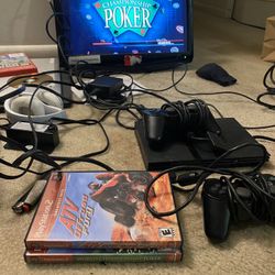 Ps2 Slim All Wires 2 Controllers 3 Games 