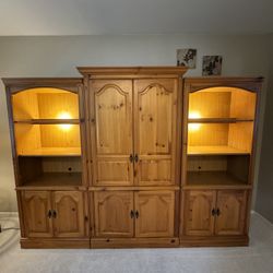 Broyhill Solid Wood Entertainment Center - Lighted Display Cabinet