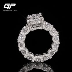 5CT Radiant Cut Moissanite Engagement Ring 925 Silver White Gold Plated GRA Certified Passes Diamond Tester Sizes 7 8 9 10
