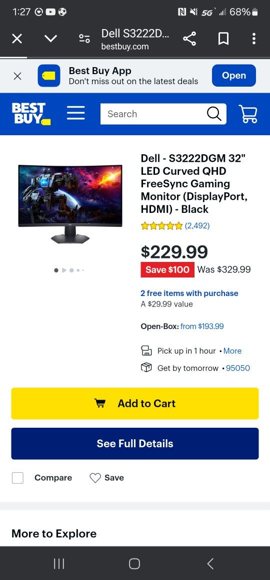 Dell 32inch Curved Monitor