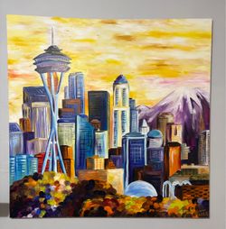 Acrylic on Canvas Painting: Seattle Skyline