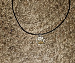 Necklace With Glitter Yellow Paw Charm 