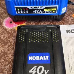 COBALT 40-VOLT  LITHIUM-ION HIGH CAPACITY 5.0AH BATTERY  AND CHARGER STARTER PACK 