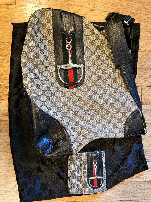 Authentic GUCCI MONOGRAM HOBO BAG WITH WALLET 