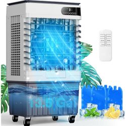 Cooler Air Conditioners, 4-IN-1 Portable Evaporative Cooler Cools Up to 1000 Sq.Ft, Large 13.5Gal Tank for 24/7 Cooling, Low Noise Cooling F