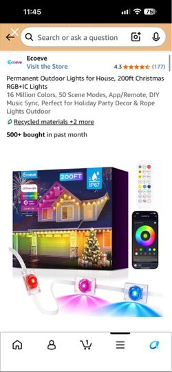 Ecoeve 200ft RGB+IC Permanent Outdoor LED Lights