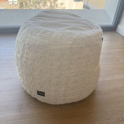 LOVESAC Squattoman/Ottoman Foot Rest Stuffed Round Boho Floor Poof Seating Armchair Ottoman Foot Stool Floor Cushion Bean Bag Pouf  Cream White