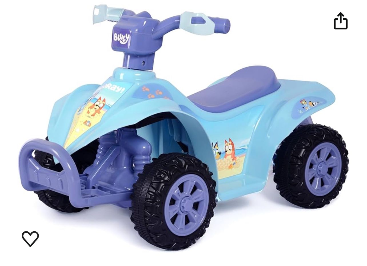 Bluey 6V ATV Quad for Kids - Powerful and Safe Ride-On Toy with Rechargeable Battery - Forward and Reverse Driving - Max Weight Capacity of 55 LBS