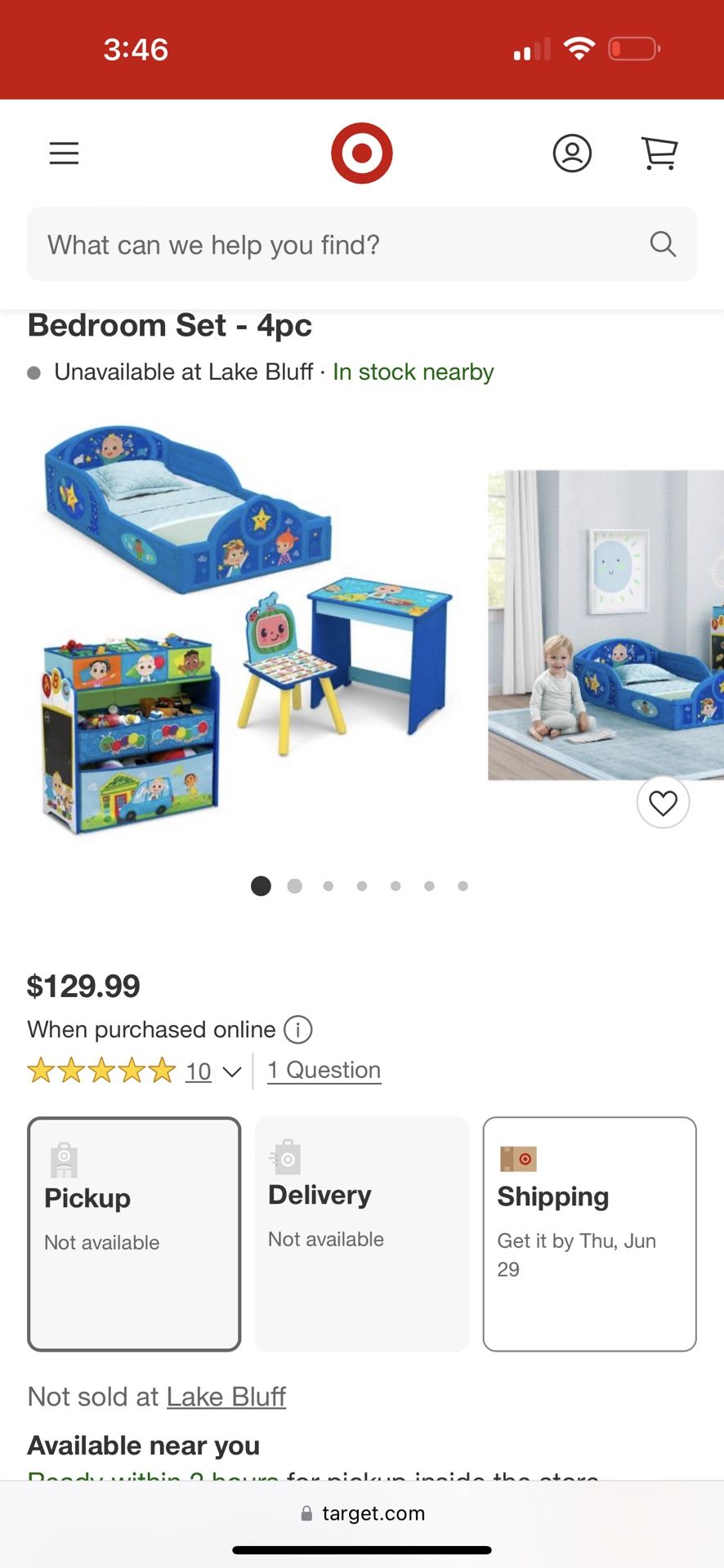 Cocomelon Bedset, Desk, Toy Organizer And Bed