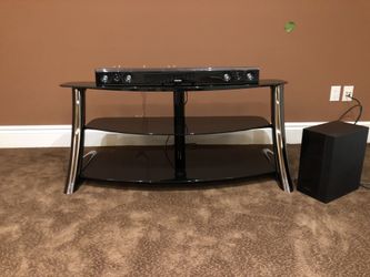 TV stand - Like new - solid glass and metal - Beautiful !!