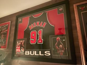 Framed Rodman jersey JSA singed