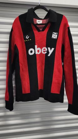 Obey Soccer Jersey Sweater in red and black