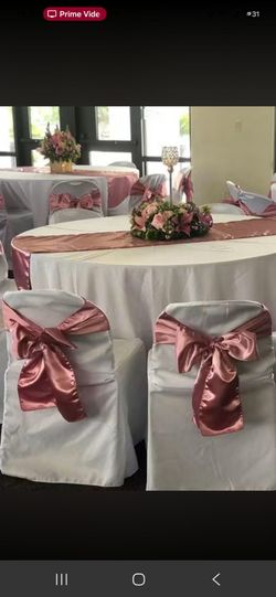 Table runners blush pink