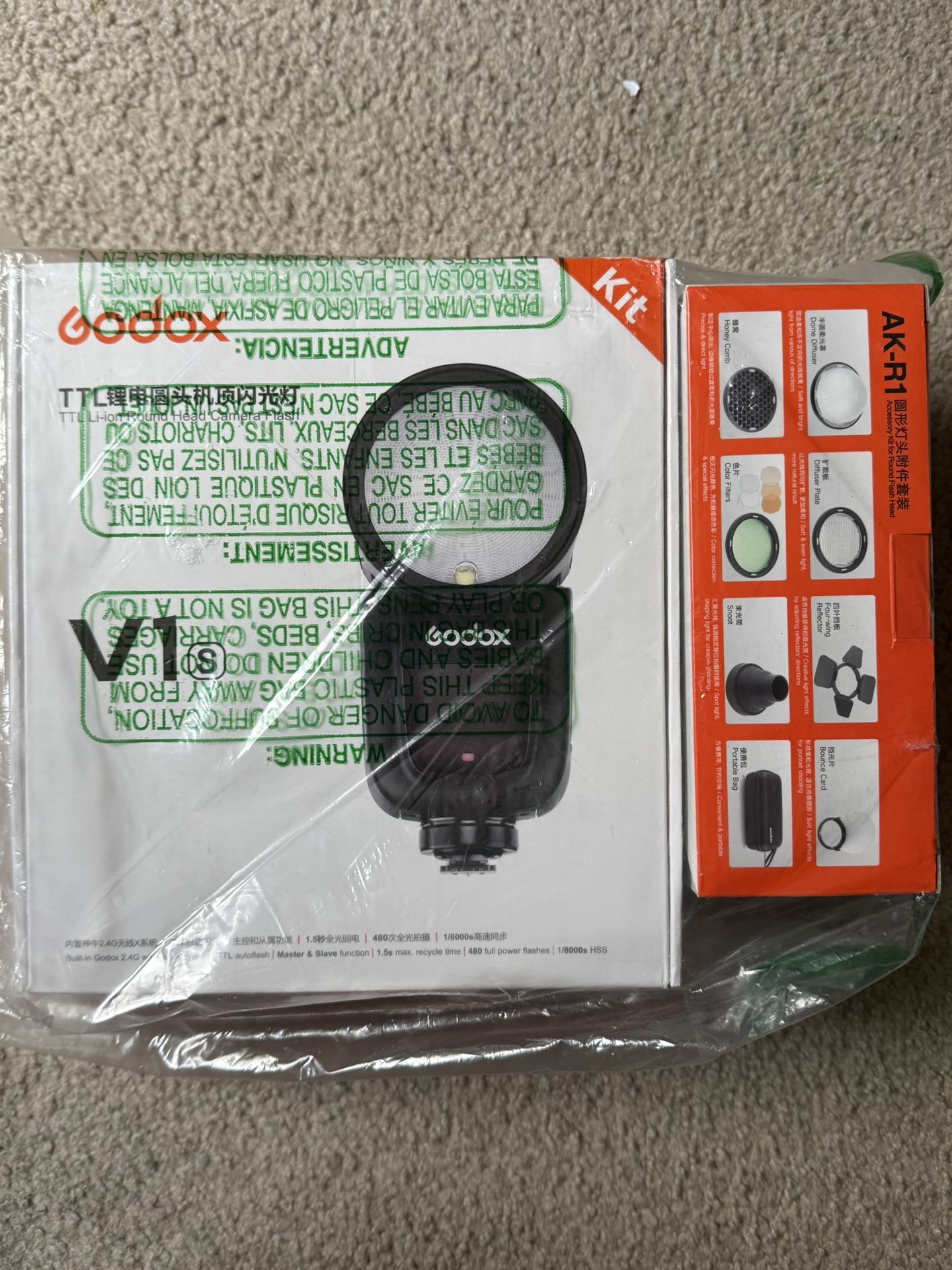 Godox V1s flash with Accessories - Brand New, Unopened