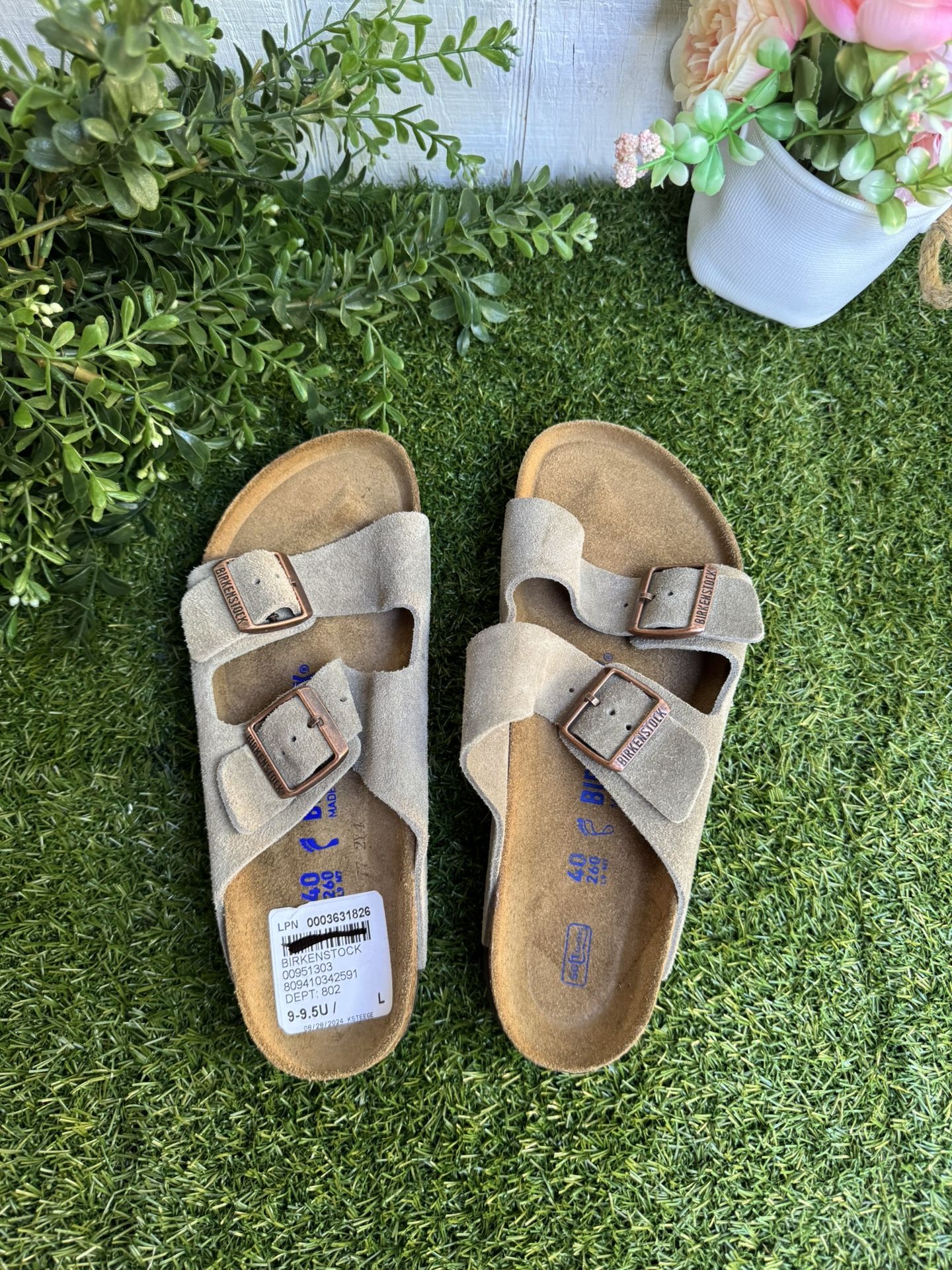 BIRKENSTOCK ARIZONA SOFT FOOTBED Suede Taupe 40 US 9 - 9.5 No Box