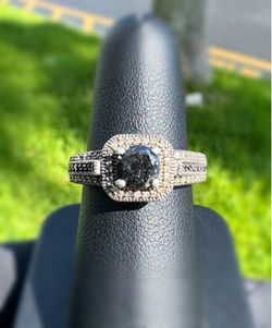 Jewelry .925 sterling silver onyx stone natural diamond 3.00CT Ring size 7.00