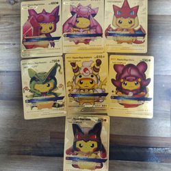 Gold Pikachu Cosplay Pokemon Cards 