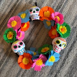 Day of the Dead Sugar Skull Felt Wreath