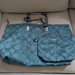Coach Getaway Signature Nylon Packable Weekender - Teal 