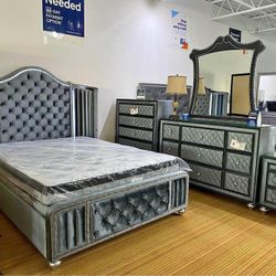 Luxury Bedroom Set , Dresser, Mirror , Nightstands