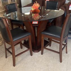 Hi table and four stools $800