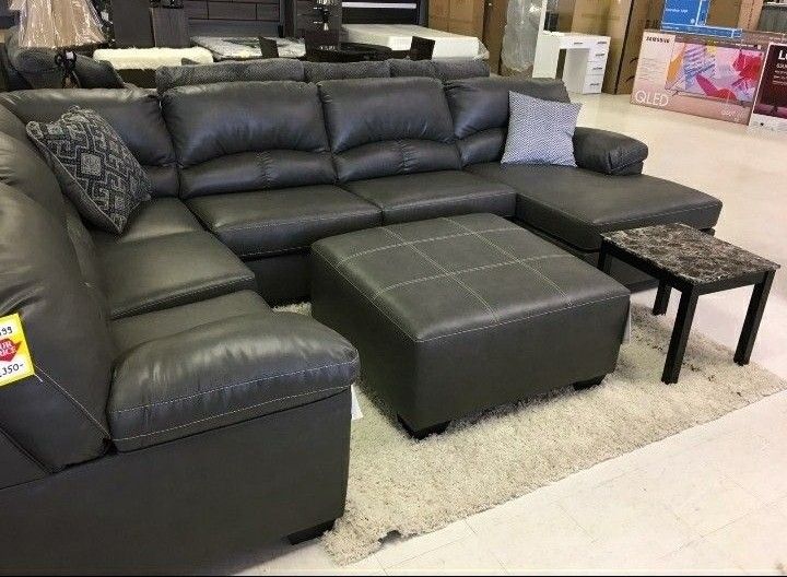 FAUX LEATHER U SHAPED SECTIONAL COUCH SAME DAY DELIVERY