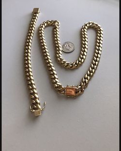 Miami Cuban link stainless steel chain with 14 K stamped