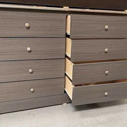 Grey 8 Drawer Dresser With Rails 