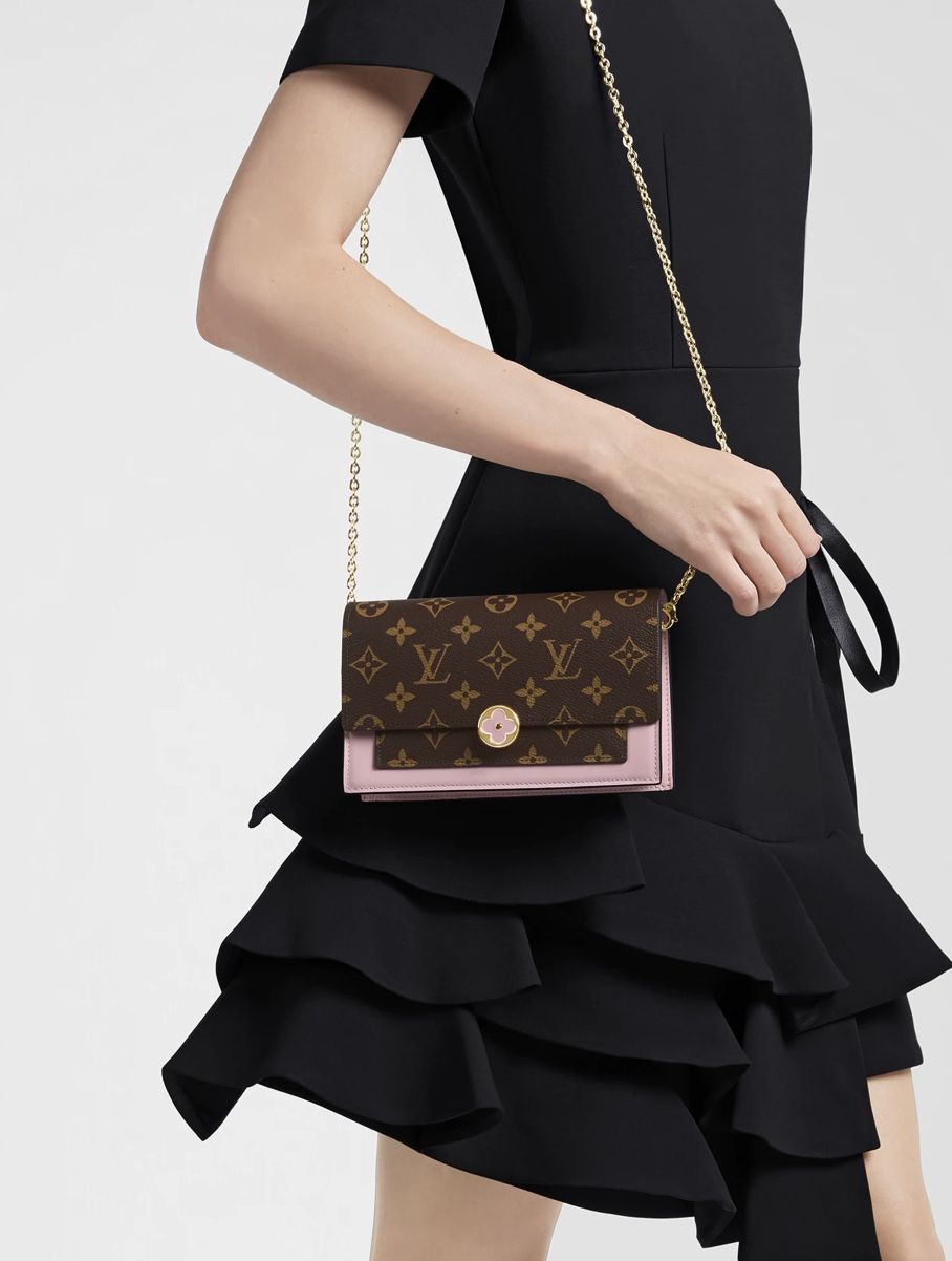 Louis Vuitton Flore Chain Wallet Pink Monogram Canvas Clutch