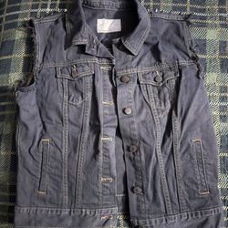 DIY Punk Battle Vest / Starter - Black Denim (Size L)