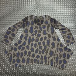 Nally and Millie Sweater Tunic Top Leopard Print Asymmetrical USA Women's Medium