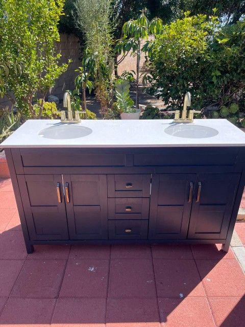 Double Sink Blue Bath Vanity