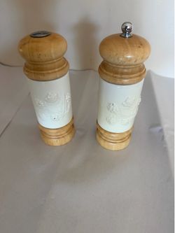 Mr. Dudley Salt Shaker & Pepper Mill Set Wood Ceramic Beige Brown Manual