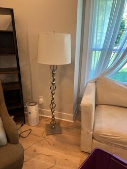 Tall Floor Lamp with Metal Ring Base