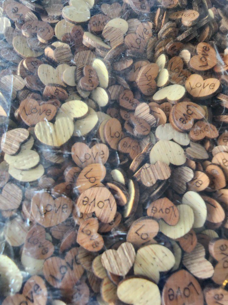 Bag Of Small Wooden Love Hearts
