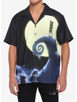 The Nightmare Before Christmas-Jack and Sally Button Up