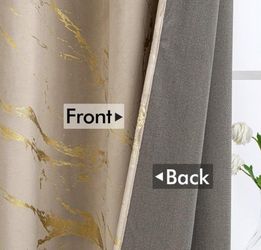   Set Of (2)Panels Beige and Gold Velvet Curtains,Drapes, Backdrops, 108' L x 52 w  Glitter Metallic