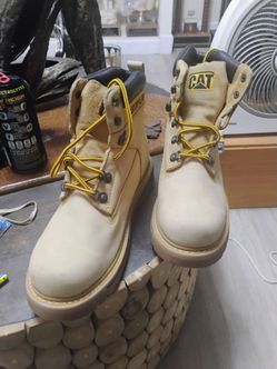CAT Mens Second Shift St Honey Leather Work Boots 10 W WIDE