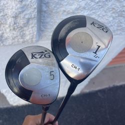 Two Golf clubs Woods 12 Degrees And 5 Wood KZG