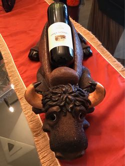 Bull Buffalo Resin Wine Bottle Holder