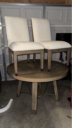 Round Dining Table with 2 Upholstered Chairs