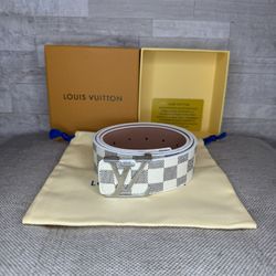 Lv White Checkered Belt (silver Buckle)